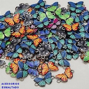 ACESSÓRIO NO BRUTO PRONTO PARA O BANHO - BORBOLETAS COLORIDAS FEITO EM ALTA FUSÃO - ESMALTADO - TAMANHO 21MM  - PESO 1,6GR - BRU000824