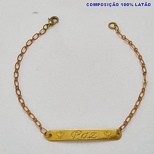 PULSEIRA NO BRUTO PRONTO PARA O BANHO(3.1488) PLACA PAZ TAMANHO 18CM - PESO 1,7GR  E FECHO LAGOSTA - BRU100322A