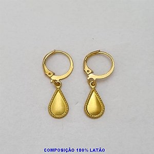 BRINCO NO BRUTO PRONTO PARA O BANHO(CX112) - (3707) GOTA COM ARGOLA DE PRESSÃO 26MM - PESO TOTAL 1,6GR - BRU100365A