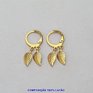 BRINCO NO BRUTO PRONTO PARA O BANHO - (POTE) BRINCO 2 FOLHAS COM ARGOLA DE PRESSÃO 26MM - PESO TOTAL 1,0GR - BRU100367A