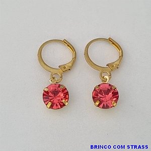 BRINCO BRUTO PARA BANHO ARGOLA DE PRESSÃO STRASS ROSA TAMANHO 23MM - PESO 1,7GR -  BRU100431A