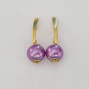 BRINCO BRUTO PARA BANHO(CX87) BASE LISA BOLA ROXA (12MM) TAMANHO COM A BASE 36MM - PESO 6,4GR -  BRU100444A
