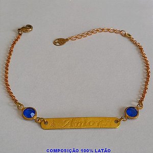 PULSEIRA NO BRUTO PRONTO PARA O BANHO (3.1489) COM CHAPINHA AMOR- TAMANHO 15CM+EXTENSOR -  PESO TOTAL 2,2GR - BRUBRU2112A