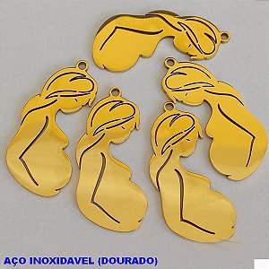 ACESSORIO EM AÇO INOXIDAVEL 316L(DORADO( ALTA QUALIDADE - MULHER GRAVIDA TAMANHO 3,5X2CM) COMPOSIÇÃO 100% AÇO INOXIDAVEL DOURADO- AÇO000905