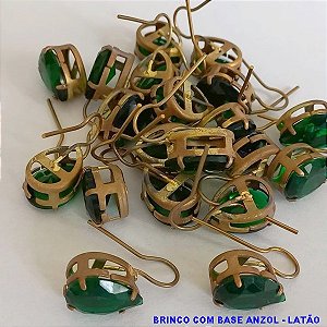 BRINCO NO BRUTO PRONTO PARA O BANHO - 100% LATÃO - COM BASE TIPO ANZOL - COM PEDRA DE ZIRCONIAS 10X14 - PESO 3.4 GR - BRU2934A