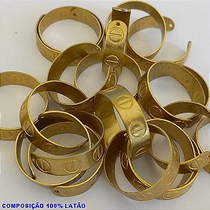 ANEL NO BRUTO PRONTO PARA O BANHO(CX34) - AJUSTAVEL - COM CORAÇÃO VASADO (CAROL 3.2994) PESO DA UNIDADE 1.2GR - BRU000974