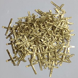 ACESSORIO NO BRUTO PRONTO PARA O BANHO - (E2667) CRUZ DOURADA (CRISTO EM ALTO RELEVO) 28.3X17.6MM - (PEÇA VENDIDA POR UNIDADE) PESO 0.5GR  - BRU000985
