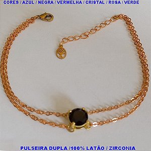 PULSEIRA NO BRUTO PRONTO PARA O BANHO -CORRENTE DUPLA  - 18CM+EXTENSOR  - COMPOSIÇÃO 100% LATÃO - PESO 2,9GR - BRU6558