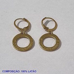 BRINCO BRUTO PRONTO PARA BANHO ARGOLA DE PRESSÃO(4966) REDONDO VAZADO 15MM MÃE AMOR ETERNO - PESO TOTAL 2,4GR - BRU001041A