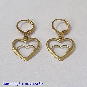 BRINCO BRUTO PRONTO PARA BANHO ARGOLA PRESSÃO (V1229) CORAÇÃO VAZADO 18MM- PESO TOTAL 1,4GR - BRU001089A