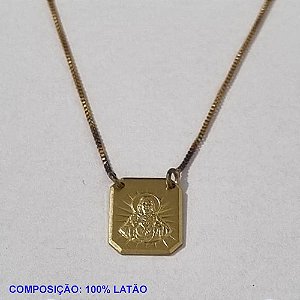 GARGANTILHA NO BRUTO PRONTO PARA O BANHO - COM CORRENTE VENEZIANA DE 45CM - CORAÇÃO JESUS CRISTO 12MM (DIAMANTADO)(3543) 11MM - PESO TOTAL 3,1GR - BRU001128A