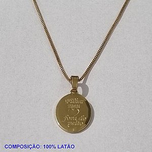GARGANTILHA NO BRUTO PRONTO PARA O BANHO(5336) - COM CORRENTE VENEZIANA DE 45CM - OVAL BORDA DIAMANTADA"FILHO MEU CORAÇÃO..."13MM - PESO TOTAL 3,4GR - BRU001132A