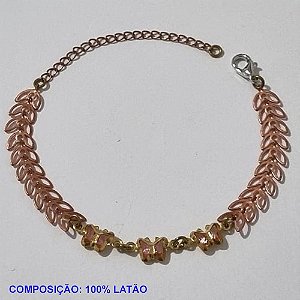 PULSEIRA NO BRUTO PRONTO PARA O BANHO(CX92) -  PULSEIRA FEMININA BORBOLETAS EM PEDRA CRISTAL ROSA - TAMANHO 18CM + EXTENSOR - PESO 1,8GR  E FECHO LAGOSTA - BRU001142A
