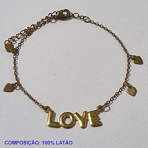 PULSEIRA NO BRUTO PRONTO PARA O BANHO(CX97) -  PULSEIRA FEMININA LOVE COM MINI CORAÇÕES  - TAMANHO 18CM + EXTENSOR - PESO 2,0GR  E FECHO LAGOSTA - BRU001144A