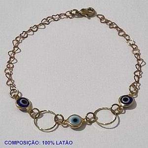 PULSEIRA NO BRUTO PRONTO PARA O BANHO(CX97) -  PULSEIRA FEMININA OLHOS  GREGOS - TAMANHO 19CM - PESO 1,7GR  E FECHO LAGOSTA - BRU001150A