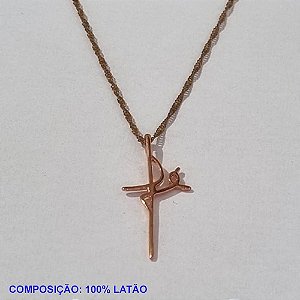 GARGANTILHA NO BRUTO PRONTO PARA O BANHO - COM CORRENTE VENEZIANA 45CM - PINGENTE FÉ 17MM - PESO TOTAL 2.6GR - BRU001247A