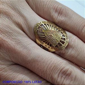 ANEL NO BRUTO PRONTO PARA O BANHO (CX32) - AJUSTÁVEL(REGULÁVEL) NOSSA SENHORA APARECIDA FOTO CORROSSÃO ANEL PAZ PESO TOTAL 1,7GR - ANEL000180