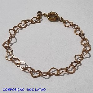 PULSEIRA NO BRUTO PRONTO PARA O BANHO -  PULSEIRA FEMININA CORRENTE CORAÇÃO FECHO BÓIA - TAMANHO 19CM- PESO 3.5GR - BRU001326A