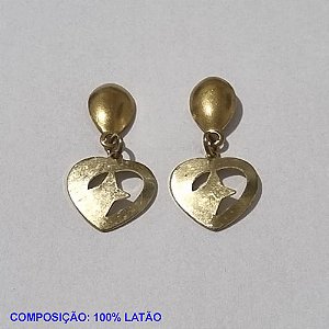 BRINCO BRUTO PRONTO PARA BANHO BASE LISA (V1112) CORAÇÃO COM ESTRELA 14MM  - PESO TOTAL 1.8GR - BRU001361A