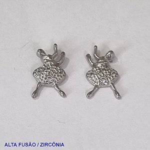 BRINCO NO BRUTO PRONTO PARA O BANHO(CX92) - ALTA FUSÃO -  BAILARINA CRAVEJADO COM MICRO ZIRCÔNIAS TAMANHO 8MM PESO 1.3GR - BRU001382A
