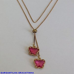 GARGANTILHA NO BRUTO PRONTO PARA O BANHO - COM CORRENTE VENEZIANA DE 70CM -" TIPO GRAVATINHA " - COM DUAS PEDRA  - PESO TOTAL 5,8GR - BRU1747B