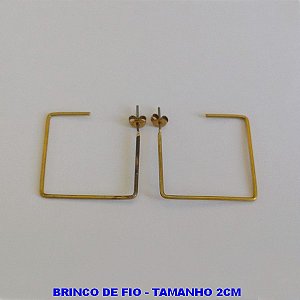 BRINCO NO BRUTO PRONTO PARA O BANHO - BRINCO DE FIO - (MODELO QUADRADO) TAMANHO 2CM - PESO TOTAL 1.2GR - BRU3848C