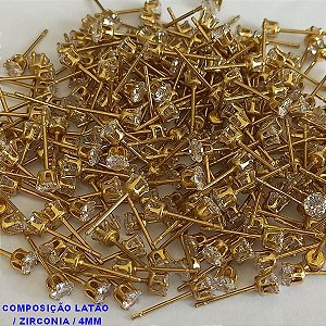 ACESSORIO(BRINCO NO BRUTO PRONTO PARA O BANHO(CX82)(REDONDO) -BRINCO DE PINO ZIRCONIA - TAMANHO  4MM - PESO TOTAL 0,5GR - BRU0001134