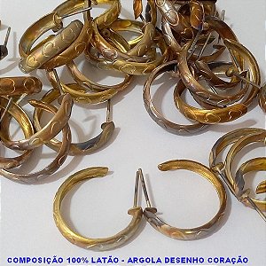 BRINCO NO BRUTO PRONTO PARA O BANHO -(3.315M) BRINCO DE ARGOLA DESENHO AC LATÃO CORAÇÃO - COMPOSIÇÃO 100% LATÃO - TAMANHO 20MM(2CM - PESO TOTAL 1.5GR - BRU4542G