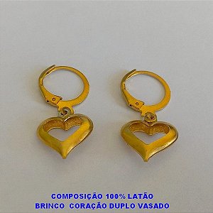 BRINCO NO BRUTO PRONTO PARA O BANHO -ARGOLINHA DE PRESSÃO - (E2820) CORAÇÃO DUPLO VASADO - PESO 1,8GR - BRU100259B