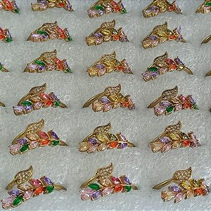 ANEL NO BRUTO PRONTO PARA O BANHO - ANEL AJUSTAVEL - TODO CRAVEJADO EM ZIRCONIA E MICRO ZIRCONIA - PESO 1,7(MEDIA DE TAMANHO 18CM - ANEL000201