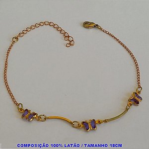 PULSEIRA NO BRUTO PRONTO PARA O BANHO(CX86) - TAMANHO 18CM - PESO 1,4GR - SIMPLES E DELICADA COM BORBOLETA COLORIDAS - BRU4436D