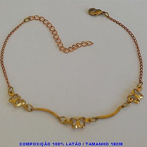 PULSEIRA NO BRUTO PRONTO PARA O BANHO - TAMANHO 18CM - PESO 1,4GR - SIMPLES E DELICADA COM BORBOLETA COLORIDAS - BRU4436E