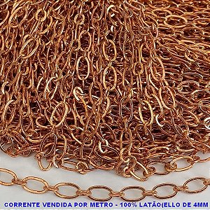 CORRENTE NO BRUTO PRONTO PARA O BANHO)-LARGURA DO ELLO DE 4MM -  COMPOSIÇÃO 100% LATÃO CORRENTE VENDIDA POR METRO)  -(MODELO 1X1) BRU0001143