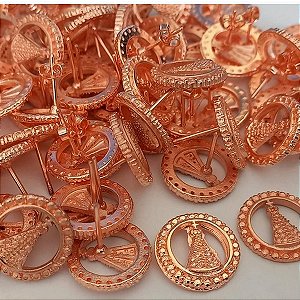 ACESSORIO(BRINCO NO BRUTO PRONTO PARA O BANHO -(NOSSA SENHORA APARECIDA) REDONTO DE 13MM(1,3CM) PESO DO PAR  2GR - BRU0001166