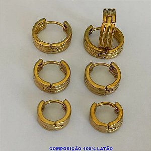 BRINCO NO BRUTO PRONTO PARA O BANHO VENDAS POR TRIO(3 PAR)TAMANHOS  TRIO NOS TAMANHOS 14/12/10MM  -  LISO  ARGOLINHA DE PRESSÃO(TRANQUETA) PESO TOTAL 7.4GR - BRU4688