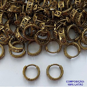 BRINCO BRUTO PRONTO PARA BANHO - (DM764) (CX122) ARGOLINHA DE PRESSÃO - TODO TRABALHADO -  TAMANHO 14MM - PESO 2.1GR  -  BRU6650A