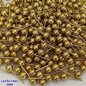 ACESSORIO(BRINCO NO BRUTO PRONTO PARA O BANHO - BRINCO DE BOLINHA DE 5MM( COMPOSIÇÃO 100% LATÃO) PESO TO PAR 0,6GR - BRU2167a