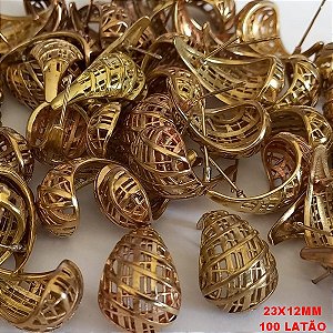 BRINCO NO BRUTO PRONTO PARA O BANHO (CX39) - COMPOSIÇÃO 100% LATÃO -TAMANHO 23X12MM  - PESO 3.9GR - - GOTA VASADA - BRU3338B