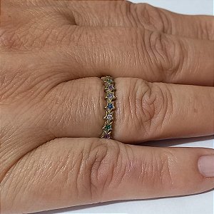 ANEL NO BRUTO PRONTO PARA O BANHO(COMPOSIÇÃO LATÃO E MICRO ZIRCONIAS -AJUSTAVEL PARA DEDOS ENTRE 16 E 18 PESO EM MEDIA 1,4GR  - ANEL000227
