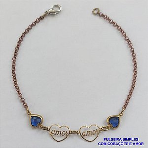 PULSEIRA NO BRUTO PRONTO PARA O BANHO(CX97) - PULSEIRA COM CORAÇÕES E PALAVRA AMOR  - TAMANHO 18CM - PESO 1.3GR - BRU8870