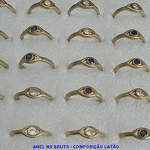 ANEL NO BRUTO PRONTO PARA O BANHO - COMPOSIÇÃO LATÃO E ZIRCONIA - PESO EM MEDIA 1,9GR - ANEL000228