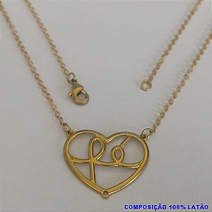 GARGANTILHA NO BRUTO PRONTO PARA O BANHO(CX77)(3730)  - COM CORRENTE CADEADO DE 45CM -CORAÇÃO 20MM VAZ FÉ  - PESO TOTAL 2,6GR - BRU8879