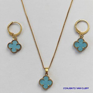 CONJUNTO (VAN CLEFF) NO BRUTO PRONTO PARA O BANHO  - GARGANTILHA  COM CORRENTE VENEZIANA DE 45CM - BRINCO 12MM COM ARGOLA DE PRESSÃO - PESO TOTAL: 4,0GR - BRU8888