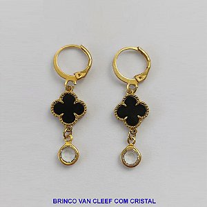 BRINCO NO BRUTO PRONTO PARA BANHO - BASE ARGOLINHA DE PRESSÃO - BRINCO VAN CLEEF COM PINGENTE CRISTAL - PESO TOTAL 2,0GR - TAMANHO 14MM - BRU8994