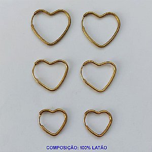 BRINCO NO BRUTO PRONTO PARA O BANHO TAMANHO 22/18/15MM TRIO DE CORAÇÃO DE PRESSÃO(TRANQUETA) PESO TOTAL 4.6GR - BRU8997