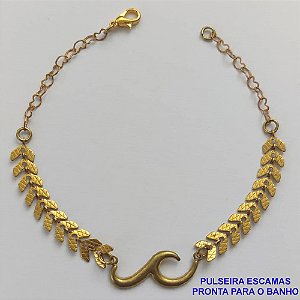 PULSEIRA NO BRUTO PRONTO PARA O BANHO(CX97) - PULSEIRA ESCAMA COM ONDA - TAMANHO 18CM - PESO 2,2GR  COM EXTENSOR E FECHO LAGOSTA - BRU9011