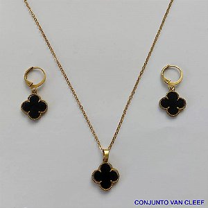 CONJUNTO NO BRUTO PRONTO PARA O BANHO - " VAN CLEEF " (GARGANTILHA E BRINCO ) PINGENTE DE 15MM - PESO TOTAL 4,6GR - CORRENTE CADEADO 45CM COM EXTENSOR E FECHO LAGOSTA BRU9026
