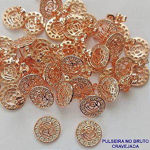 BRINCO NO BRUTO PRONTO PARA O BANHO (CX38) -  BRINCO FLOR CRAVEJADO COM MICRO ZIRCONIAS - (VALOR REFERENTE AO PAR) TAMANHO 13MM ((MAD) - PESO 1,8GR - BRU9061