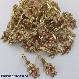 PINGENTE NO BRUTO PRONTO PARA O BANHO (CX14) - COM PINGENTE MENINA CRAVEJADO COM MICRO ZIRCONIAS EM 70% LATÃO E 30% ZIRCÔNIA - TAMANHO 22MM - PESO TOTAL 2.3GR - BRU0001416