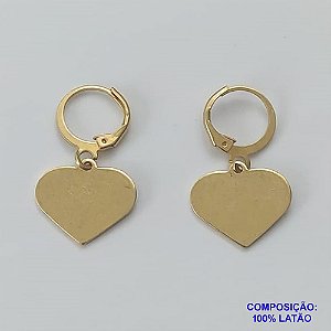 BRINCO NO BRUTO PRONTO PARA O BANHO(CX97) - BRINCO CORAÇÃO 14MM COM ARGOLA DE PRESSÃO - COMPOSIÇÃO: 100% LATÃO - PESO TOTAL: 2,8GR - BRU9191